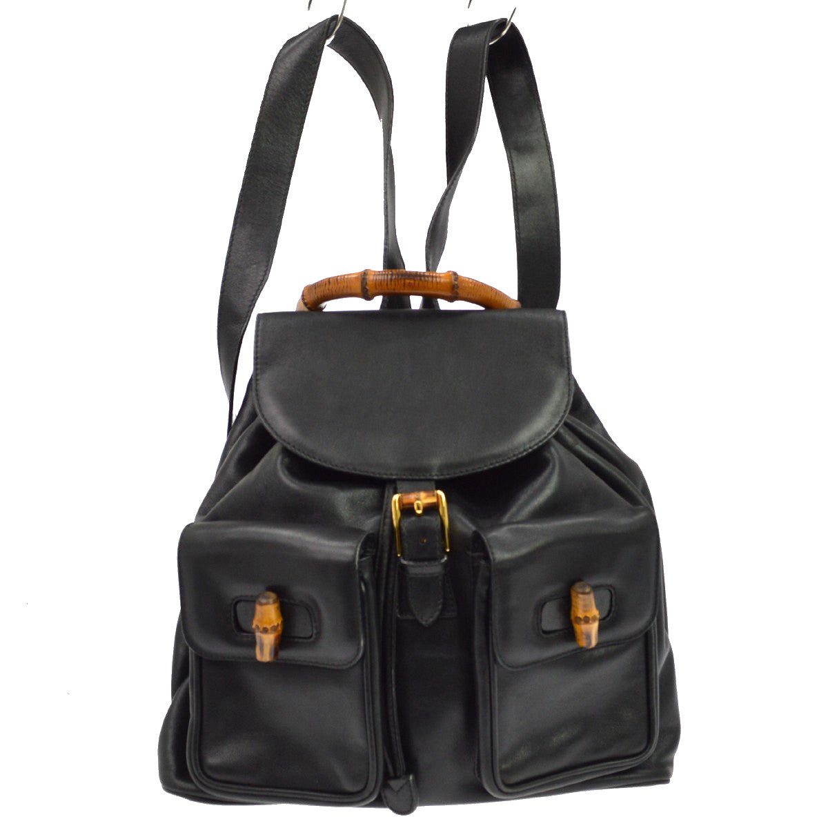 Gucci Vintage Bamboo Leather Black Bag