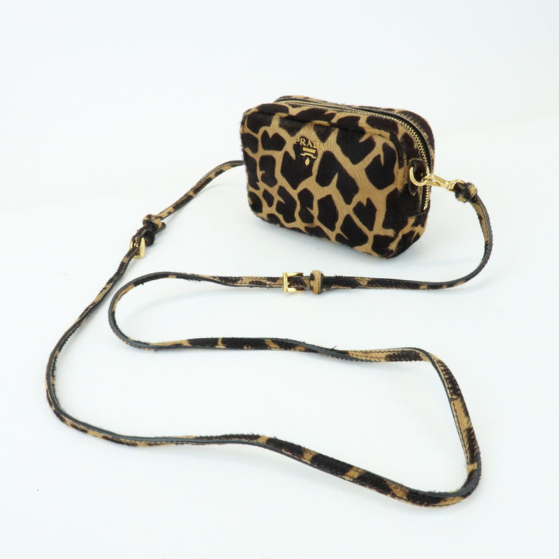 Prada Camera Printed Calf Hair Brown Pony_style_calfskin Bag