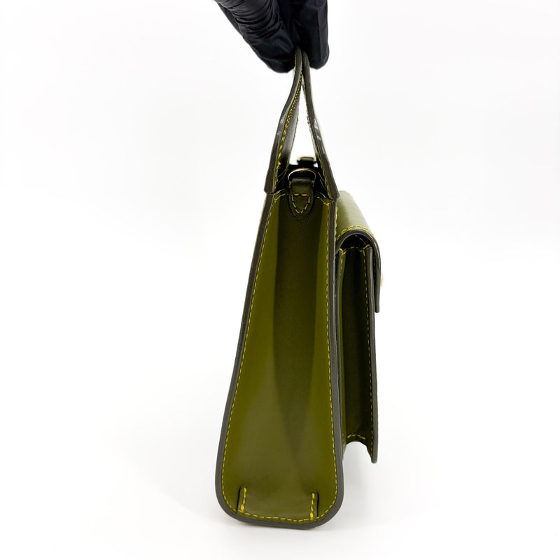 Burberry Title Pocket Leather Green Calfskin Bag