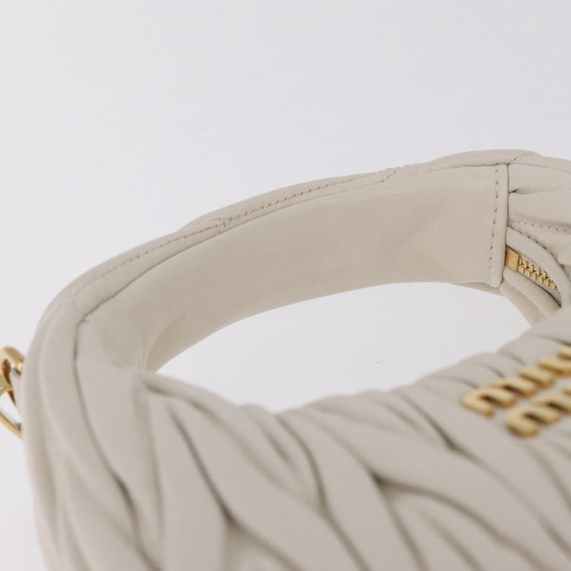 Miu Miu Wander Hobo Matelasse Leather White