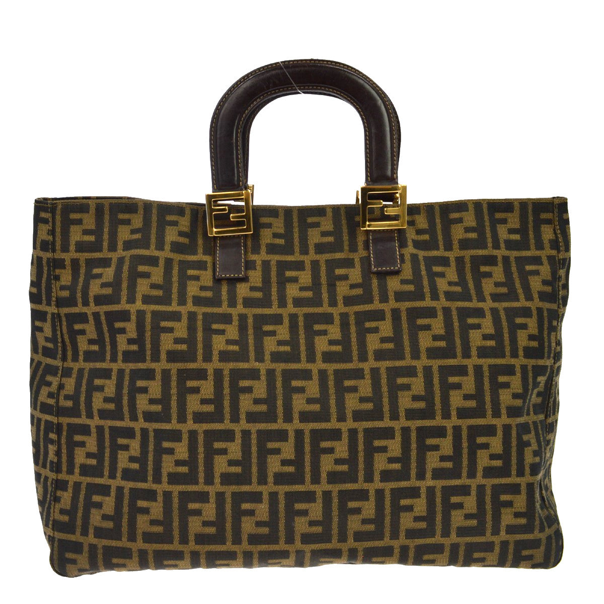 Fendi Vintage Top Handle Zucca Canvas Brown Bag