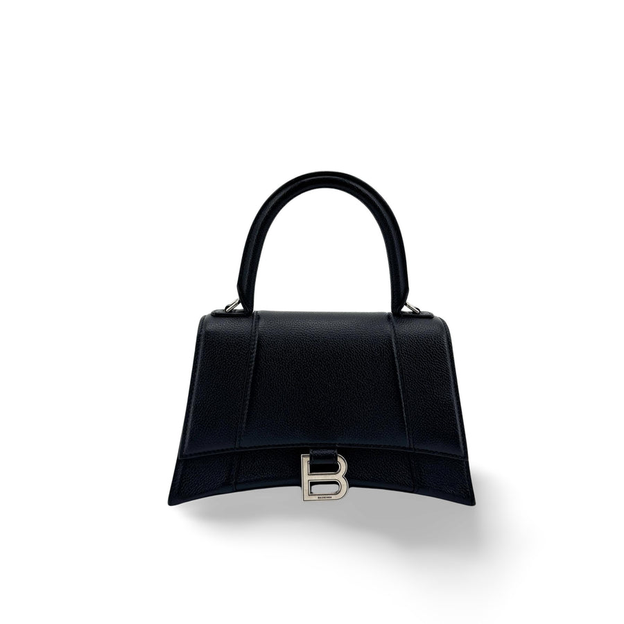 Balenciaga Hourglass Top Handle Leather Black Bag