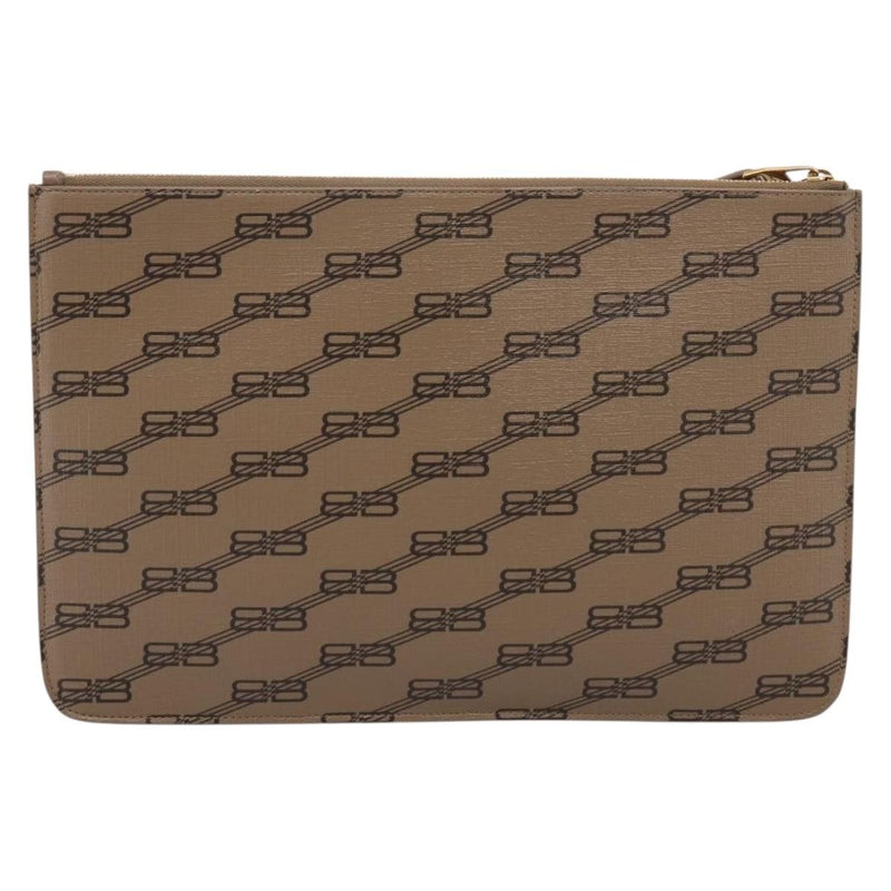 Balenciaga Signature Pouch Monogram Pvc Leather Beige