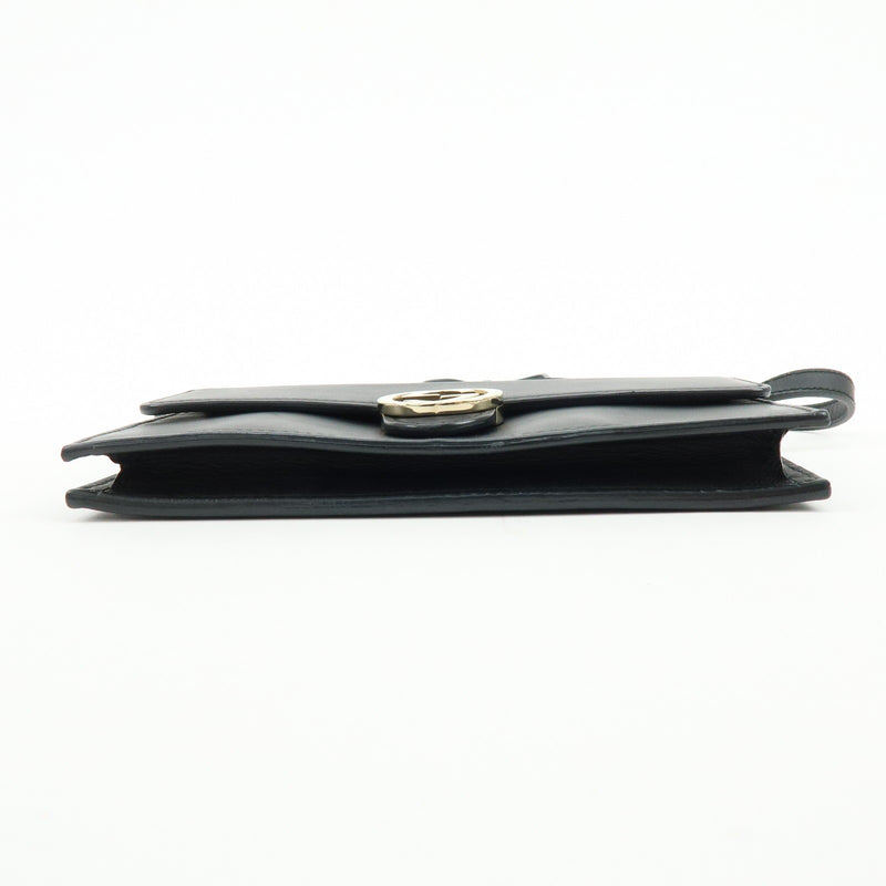 Gucci Interlocking Wallet On Chain Leather Black Bag