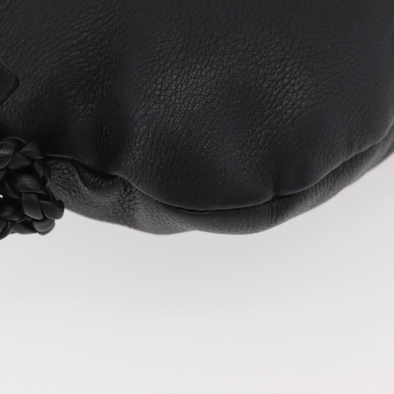 Gucci Braided Strap Zip Messenger Leather Black