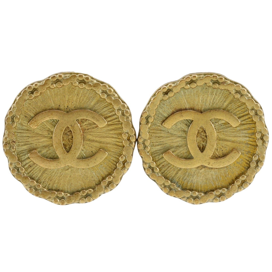 Chanel Vintage Radial Cc Clip-On Metal Gold Gold_plated Bijoux