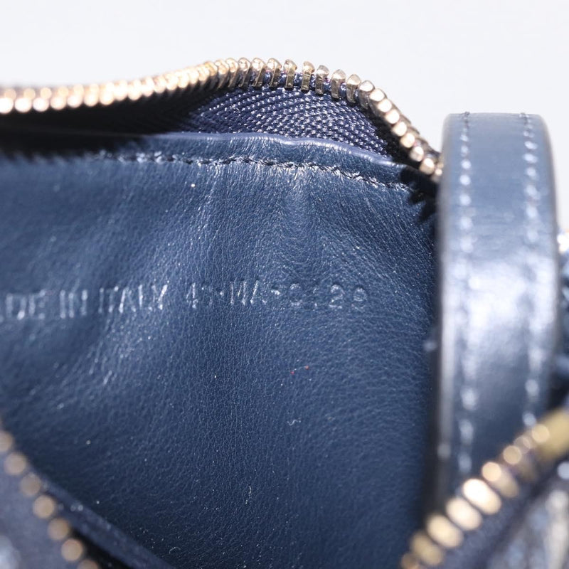 Christian Dior Vintage Saddle Zip Coin Purse Diorissimo Canvas Navy Bag