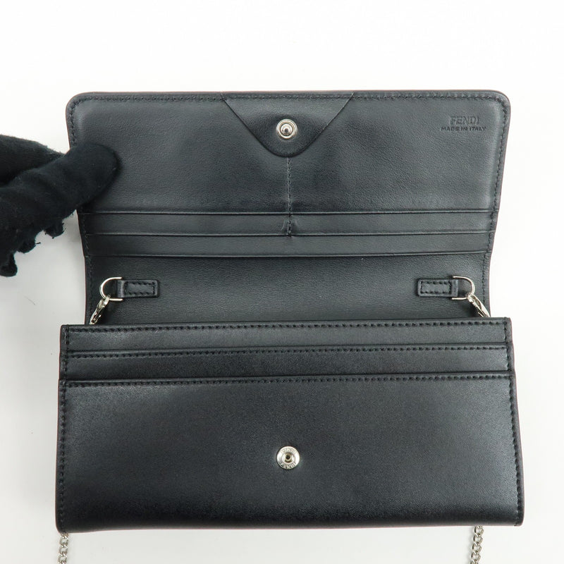 Fendi Continental Wallet On Chain Studded Leather Black Bag