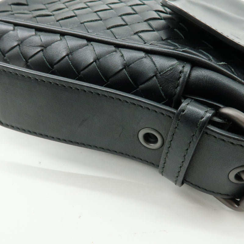 Bottega Veneta Front Pocket Messenger Intrecciato Nappa Black Leather