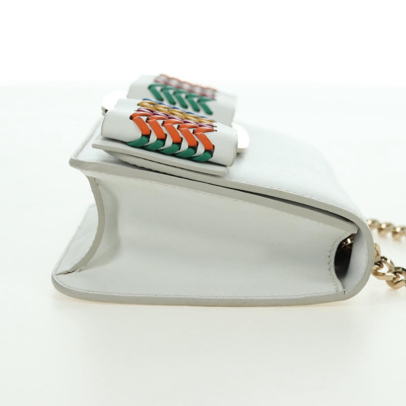 Salvatore Ferragamo Vala Chain Leather White Bag