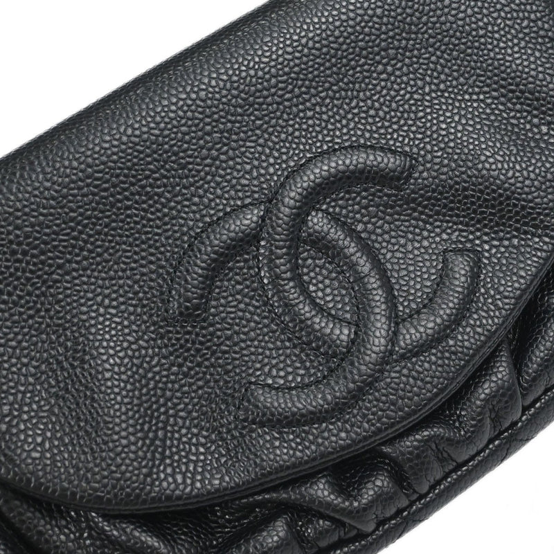 Chanel Timeless Half Moon Flap Caviar Black Leather Bag
