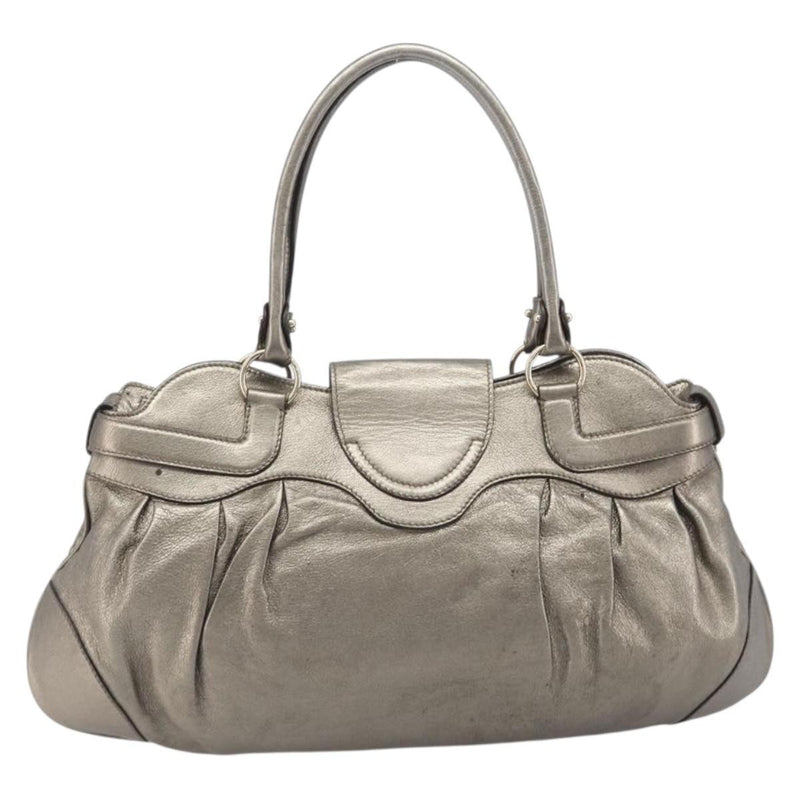 Salvatore Ferragamo Vintage Gancini Top Handle Leather Gold Bag