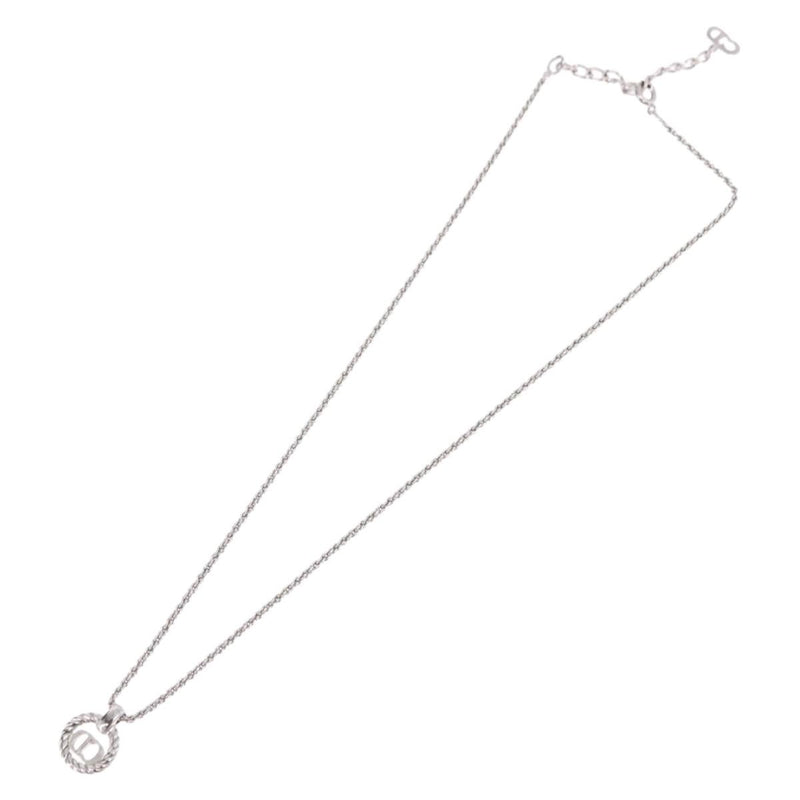 Christian Dior Vintage Circle Pendant Metal Silver Bijoux