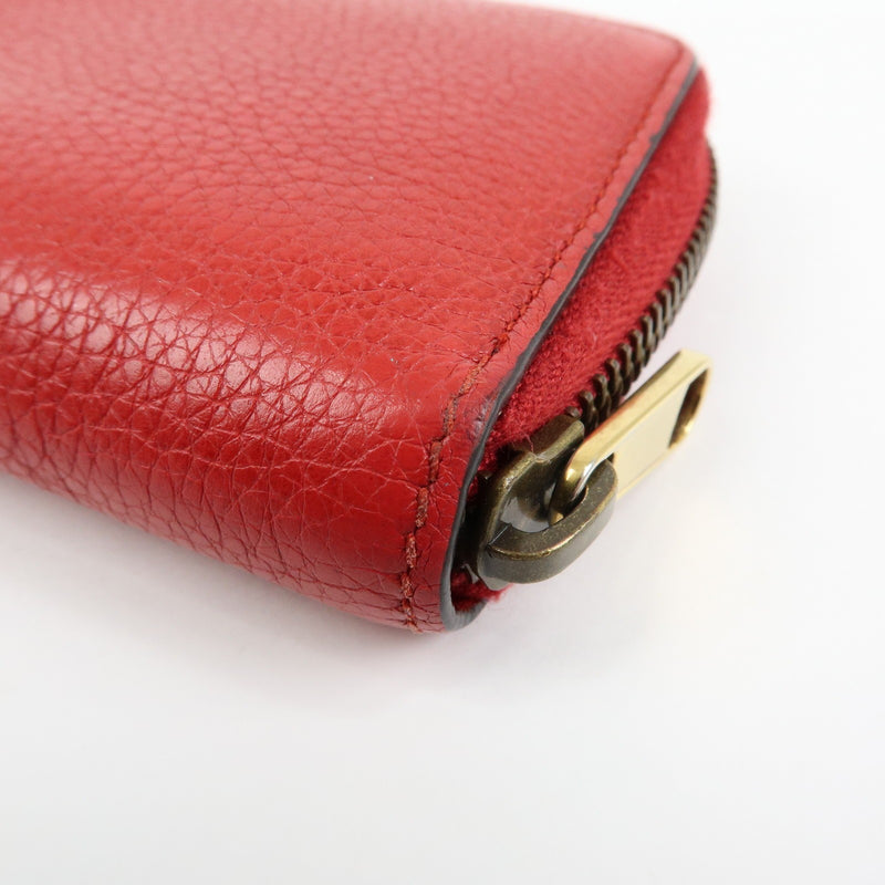 Gucci Logo Zip Card Case Printed Leather Red Accessory