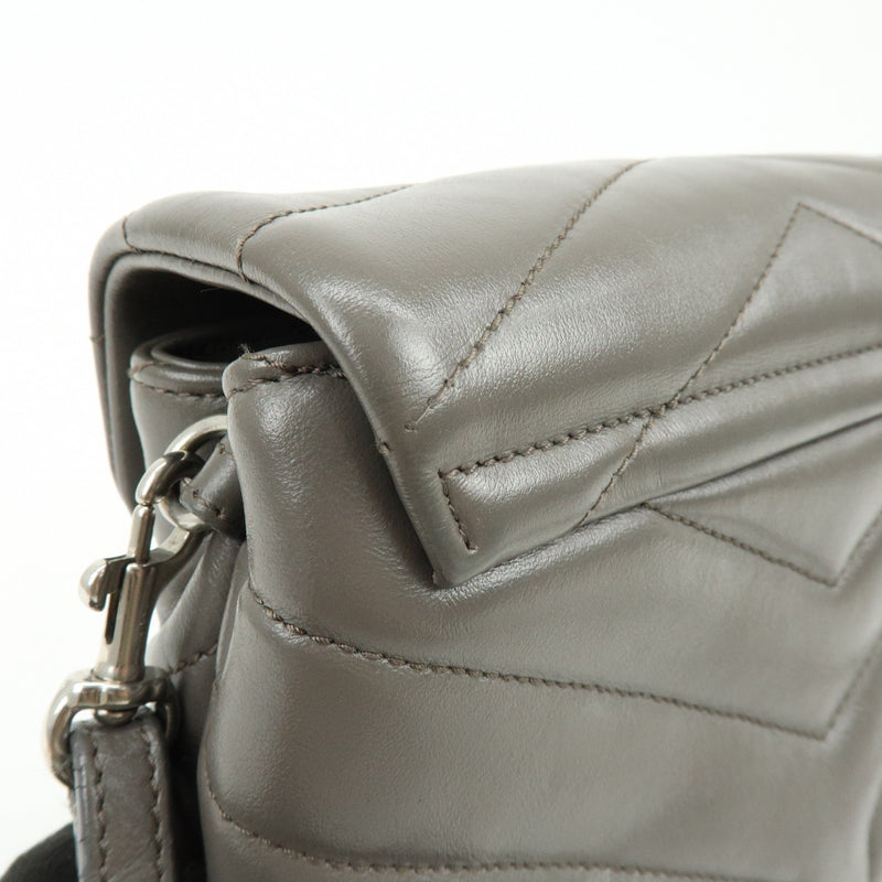 Saint Laurent Loulou Matelasse Chevron Leather Gray Bag