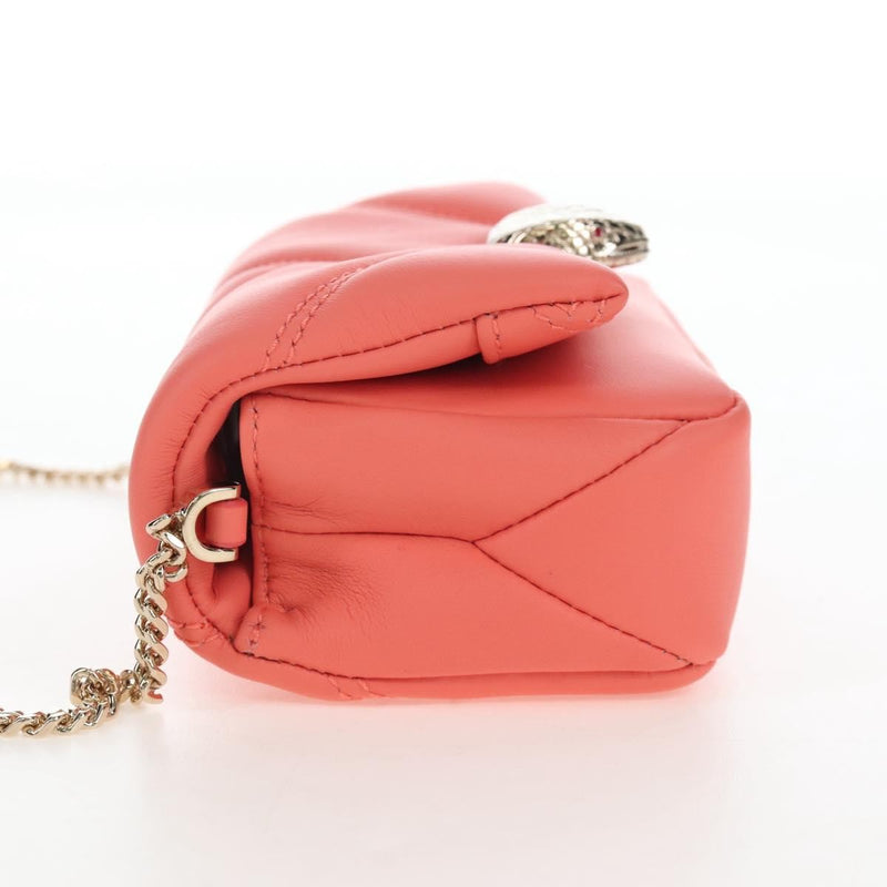 Bvlgari Serpenti Cabochon Diagonal Quilted Leather Pink Bag