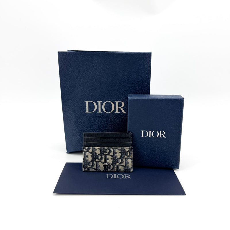 Christian Dior Card Holder Oblique Canvas And Leather Black Accessory
