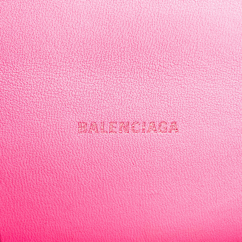 Balenciaga Hourglass Top Handle Crocodile Embossed Leather Pink Bag