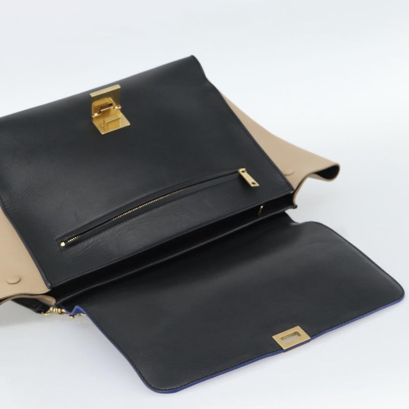 Celine Trapeze Leather With Suede Blue Bag