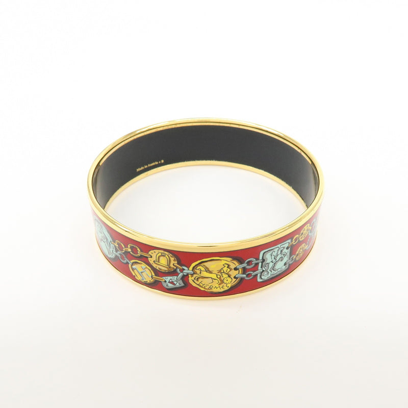 Hermes Bangle Printed Enamel Red Gold_plated Bijoux