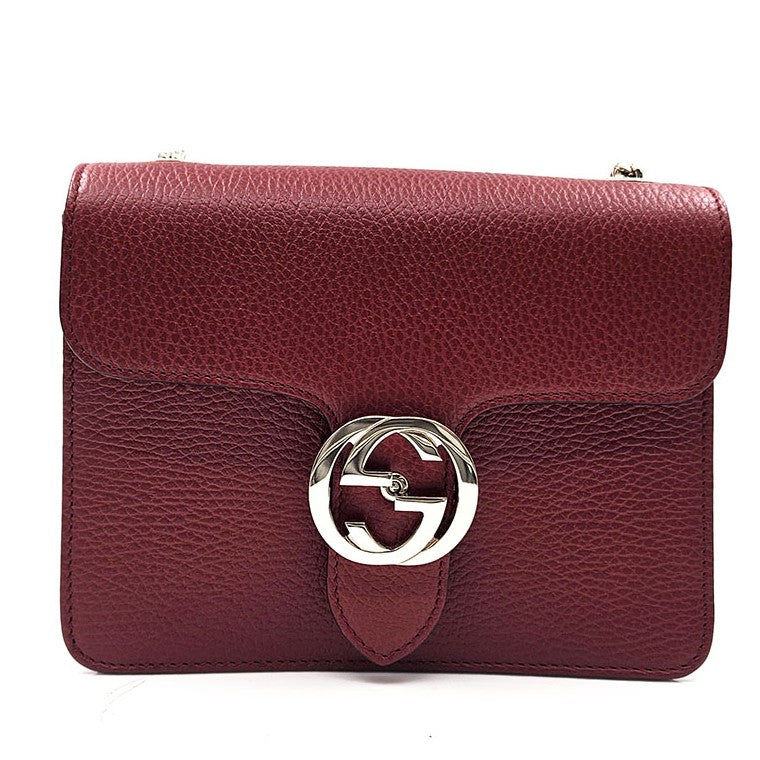 Gucci Interlocking Leather Burgundy Bag