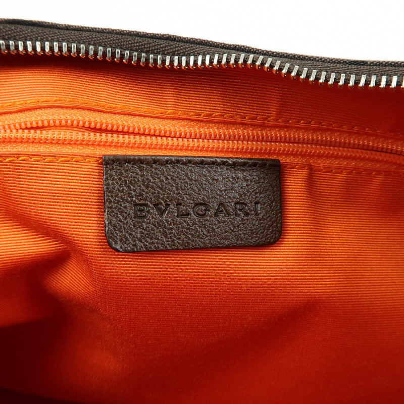 Bvlgari Logomania Suede Brown Canvas Bag