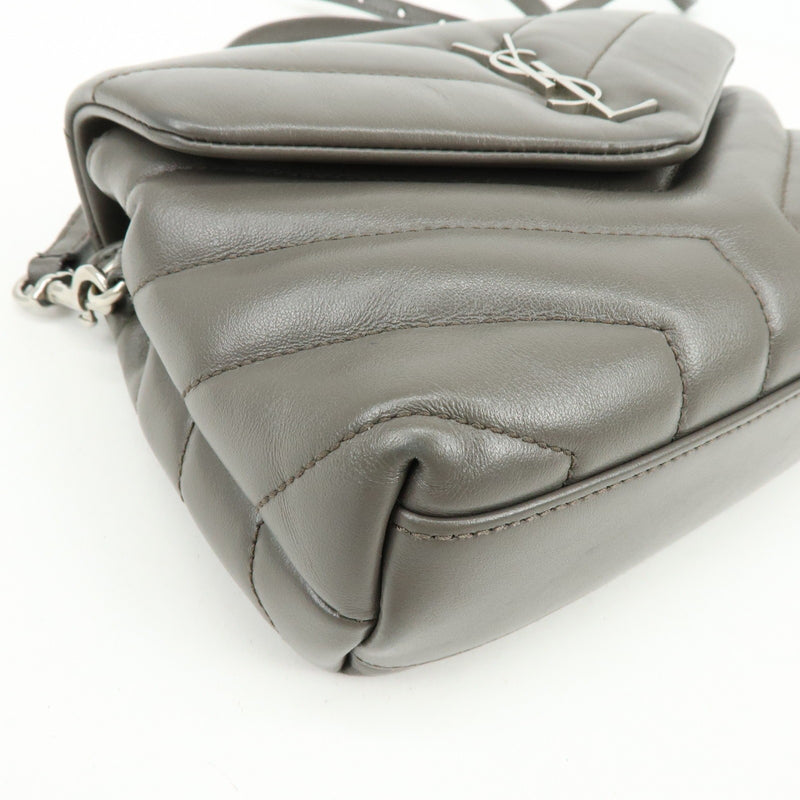 Saint Laurent Loulou Matelasse Chevron Leather Gray Bag