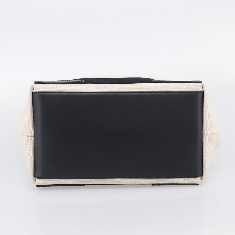 Balenciaga Navy Cabas Canvas With Leather White Bag