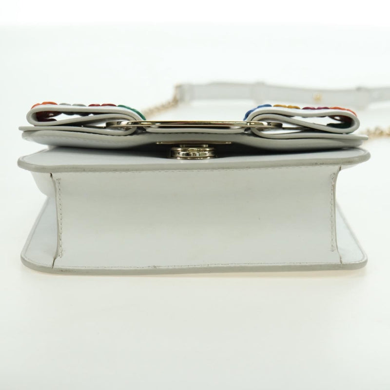 Salvatore Ferragamo Vala Chain Leather White Bag