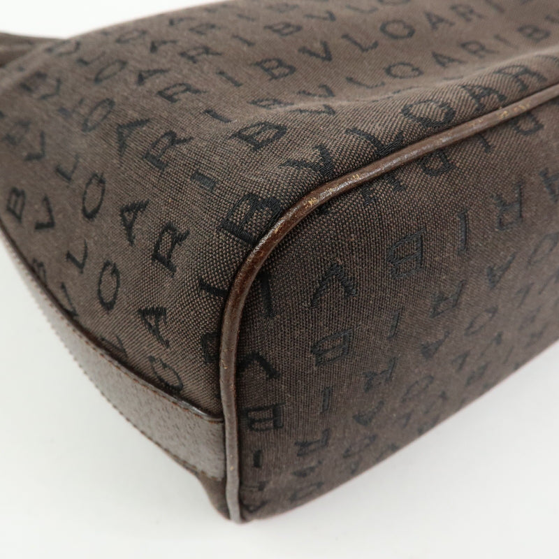Bvlgari Logomania Suede Brown Canvas Bag