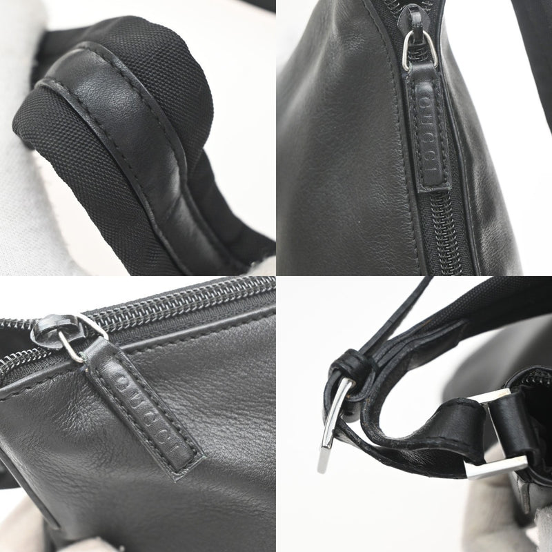 Gucci Vintage Web Half Moon Leather Black Bag