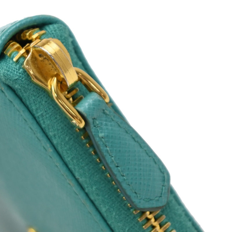 Prada Zip Around Saffiano Leather Blue Accessory
