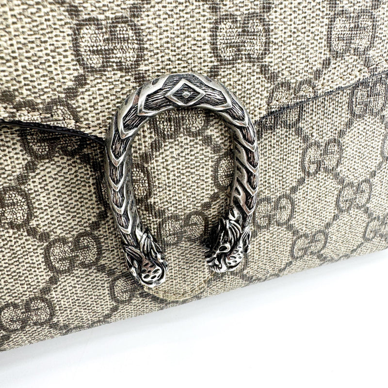 Gucci Dionysus Wristlet Clutch Gg Coated Canvas With Leather Brown