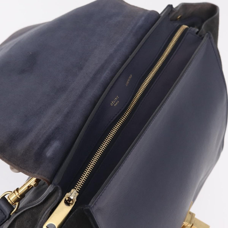 Celine Tricolor Trapeze Leather Navy Bag