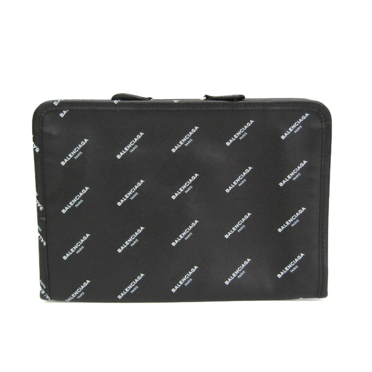 Balenciaga Logo Bazar Leather Black Bag