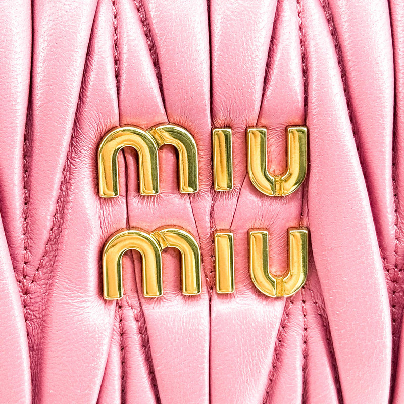 Miu Miu Wander Hobo Matelasse Satin Pink Leather