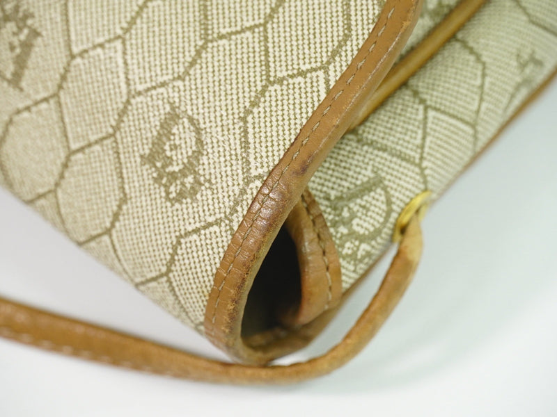 Christian Dior Vintage Honeycomb Canvas Beige Bag