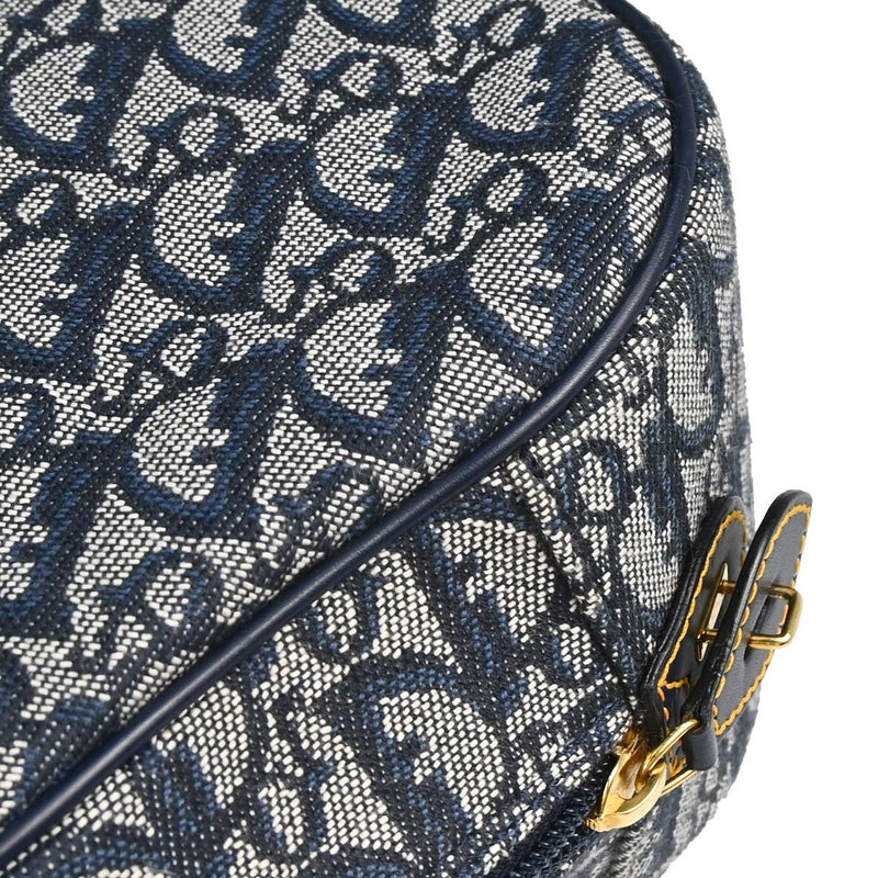 Christian Dior Vintage Saddle Bowler Diorissimo Canvas Navy Bag