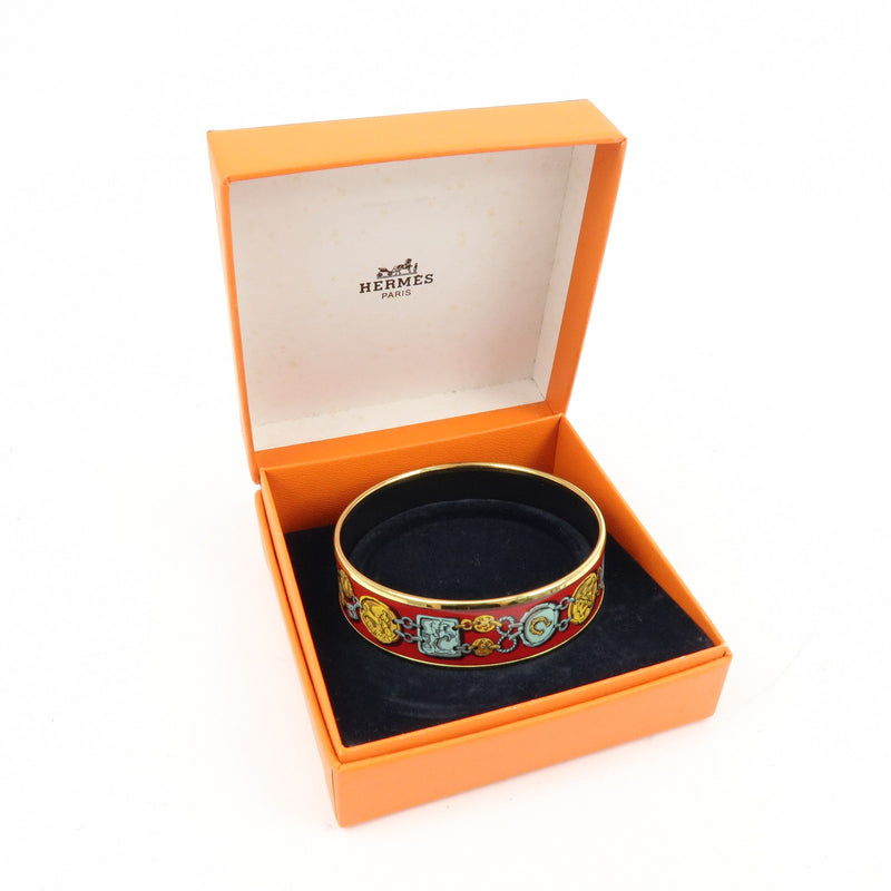 Hermes Bangle Printed Enamel Red Gold_plated Bijoux
