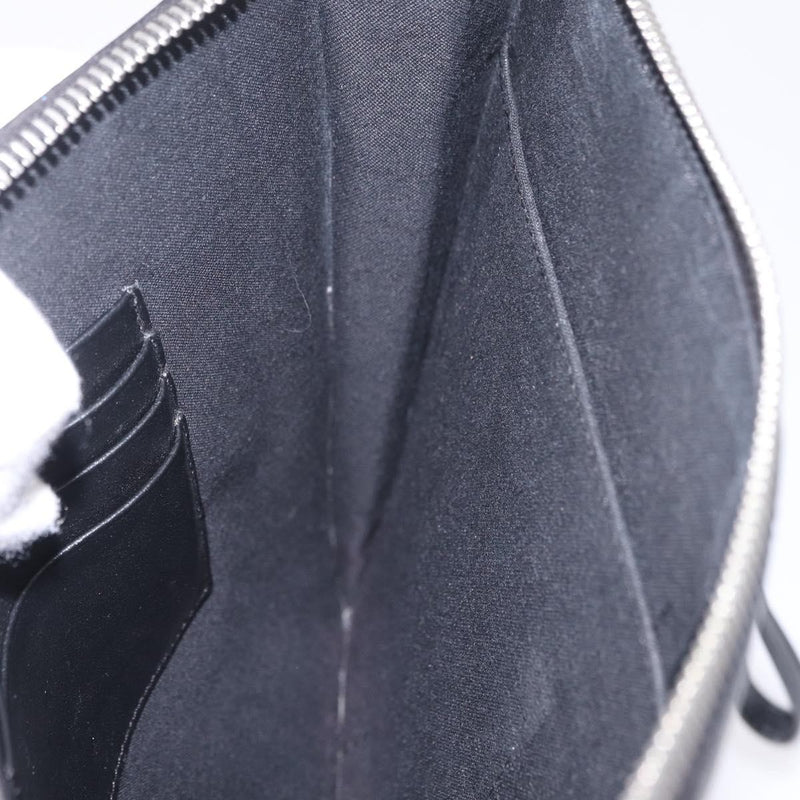 Fendi Zip Flat Wristlet Zucca Coated Canvas And Leather Black Bag