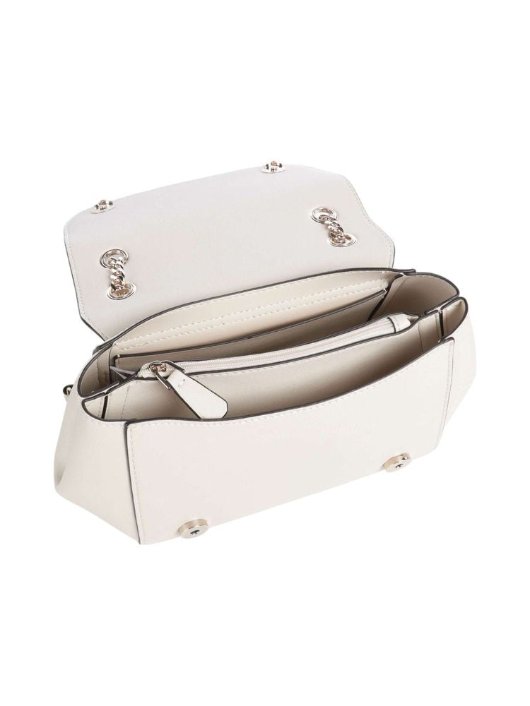 Guess Convertible Flap Crossbody Bag — White Polyurethane