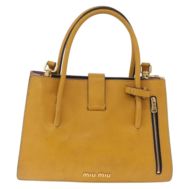 Miu Miu Madras Convertible Compartment Leather Yellow Bag