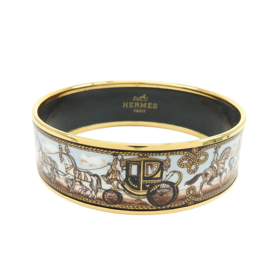 Hermes Caleche Bangle Enamel Gold Gold_plated Bijoux