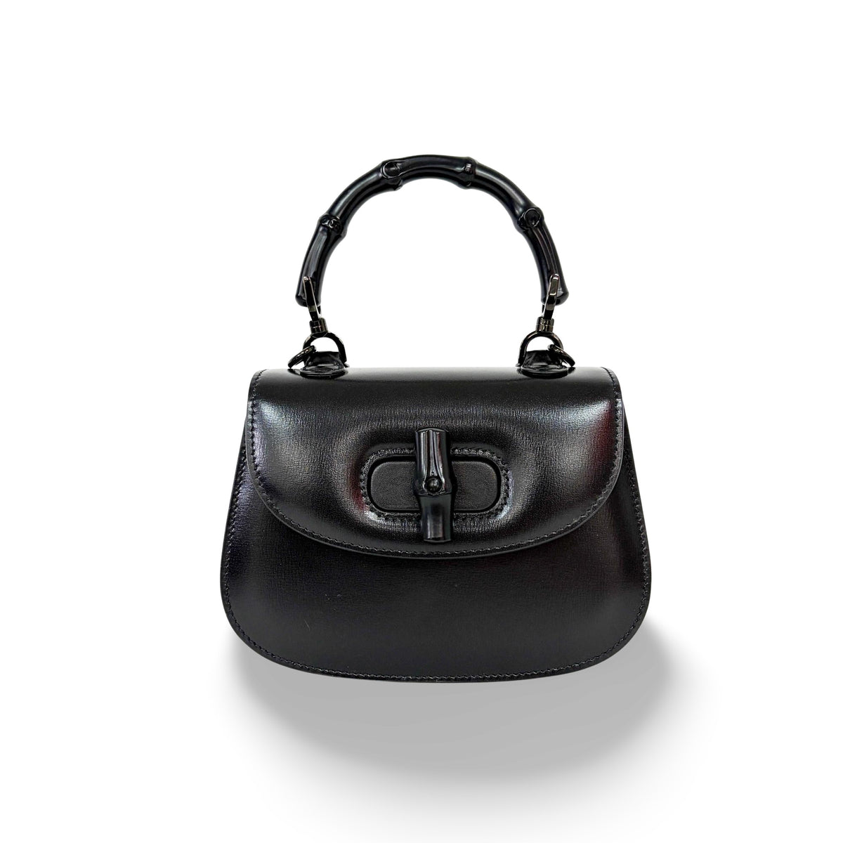 Gucci Bamboo 1947 Top Handle Leather Black Bag