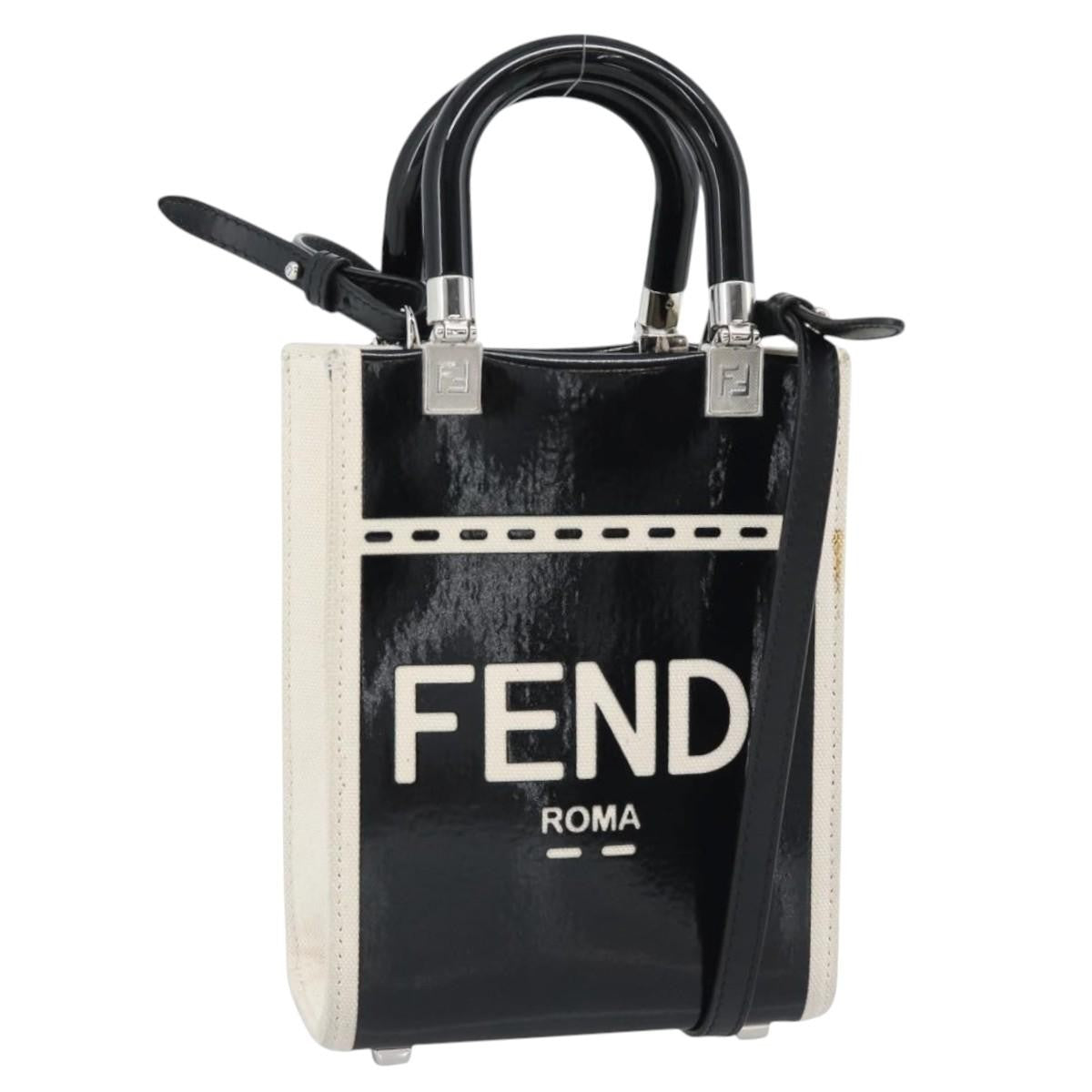 Fendi Sunshine Shopper Patent And Canvas Black Patent_leather Bag