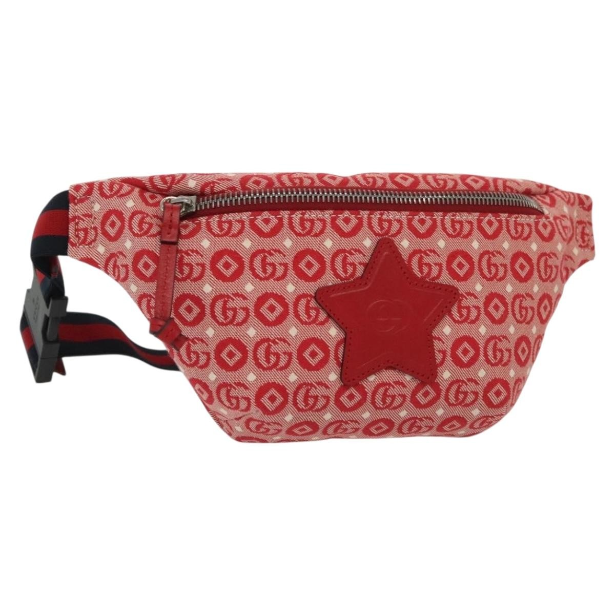 Gucci Childrens Belt Printed Gg Coated Canvas Red Bag