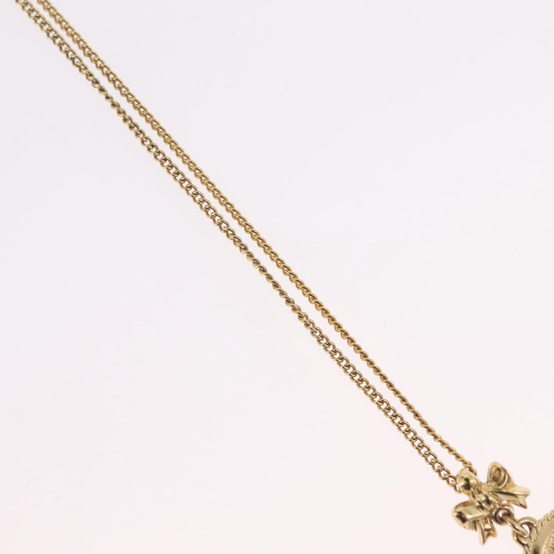 Christian Dior Round Logo Pendant Metal With Crystal Gold Bijoux