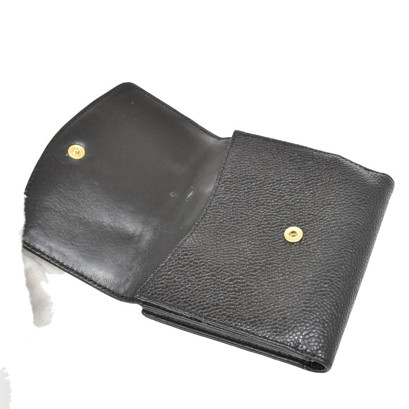 Chanel Vintage Timeless Bifold Caviar Black Leather Accessory