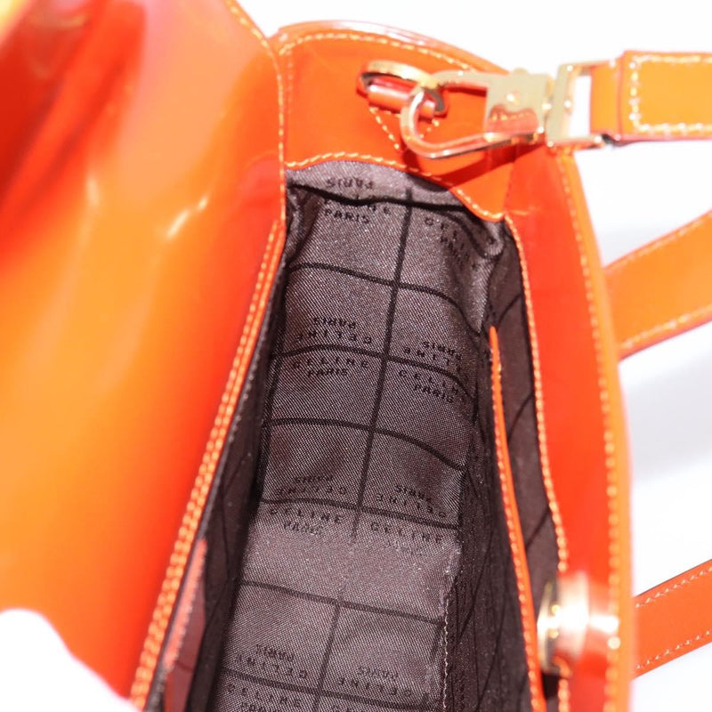 Celine Top Handle Leather Orange Bag