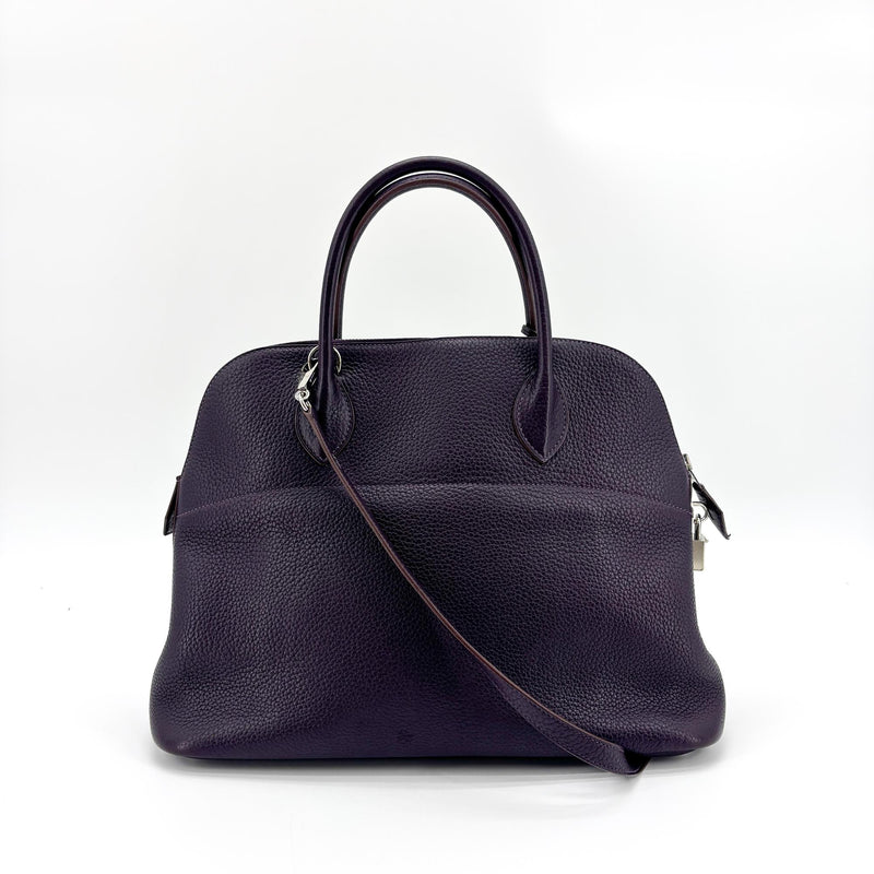 Hermes Bolide Clemence Purple Leather Bag